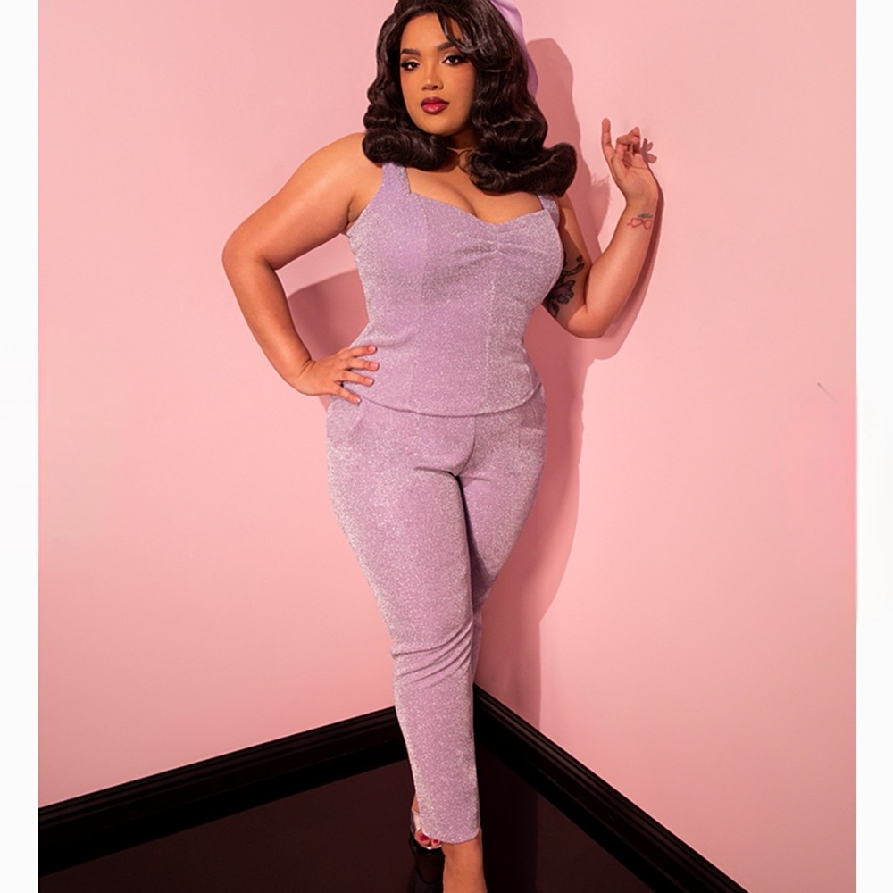 Vixen Micheline Pitt Lilac Lurex Cigarette Pant NWT Size 4X